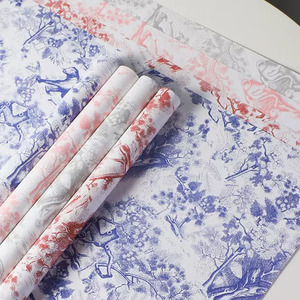 Chất Lượng Cao Châu Âu Retro In Thiết Kế Đảng Hoa Cửa Hàng Kỳ Nghỉ Nguồn Cung Cấp Retro Châu Âu Hoa Giấy Gói Giấy Cuộn PE - Product Image 6