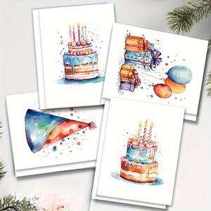 Cartes de voeux aquarelle avec enveloppes en carton cartes de voeux pliantes personnalisées papier cartonné mat souhaits d'<span class=keywords><strong>anniversaire</strong></span> pour enfants adultes - Product Image 4