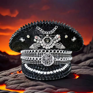 Steampunk-Kapitänsmütze mit Strass und individuellem Logo, geeignet für <span class=keywords><strong>Trafalgar</strong></span> Day und maritime Zeremonien, niedrige Mindestbestellmenge. - Product Image 2