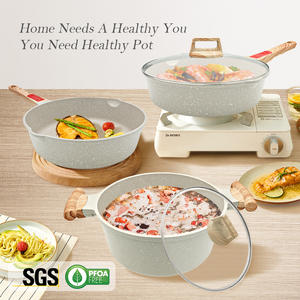 Vente en gros d'ustensiles de cuisine en aluminium de qualité supérieure Sauteuses à induction Ensemble de poêles à frire antiadhésives en granit avec <span class=keywords><strong>poignée</strong></span> <span class=keywords><strong>amovible</strong></span> - Product Image 4