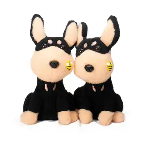 Zwarte Wesp Hond Elektrische Pluche Speelgoed Leuke Simulatie Blaffen Zingende Hond Speelgoed Puppy Cadeau