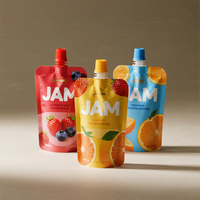 Emballage personnalisé pour assaisonnements, purée de fruits, beurre de cacahuète, sachet souple, sauce chili soja, doypack, sachet à bec verseur, sachet de confiture