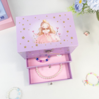 Caja Musical de Madera con Manivela, Diseño Personalizado con Temática de Princesa, Duradera, para Niños, con Figura de Bailarina Giratoria, MDF Ecológico, Recuerdo Musical