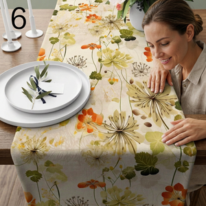 Floral Printed Cotton <b>Table</b> Runner Classic Style Washable Home Decor - Product Image 1