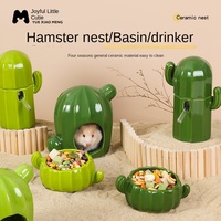 Birdstory - Maisonnette en céramique pour hamster avec bol à nourriture et bouteille d'eau - Décoration de cage pour hamster syrien et hamster doré
