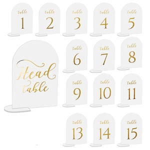 16PCS Gold Foil Printed 5x7" Acrylic Display Signs & Holders Frosted Arch <b>Wedding</b> <b>Table</b> <b>Numbers</b> With Stands <b>for</b> Reception - Product Image 2