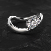 3 Karat Oval Kesim Heykelsi Bypass Açık Saplı Laboratuvarda Yetiştirilmiş Elmas Nişan Yüzüğü 10K/14K/18K Som Altın IGI Sertifikalı CVD/HPHT
