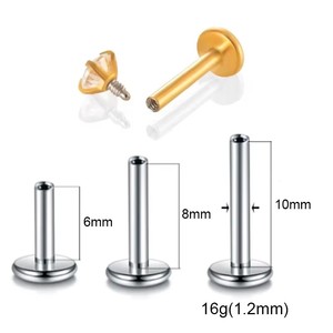 Orecchini a Cartilagine con Zirconi Rotondi, Quadrati, a Cuore, a Stella, a Triangolo, con Filettatura Interna e Base Piatta, in Acciaio Inossidabile, Gioielli per Piercing Helix - Product Image 5