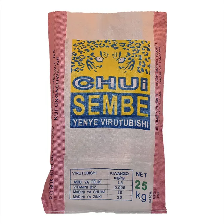 Utilisation du sucre et impression flexographique surface de manutention pp sac d'emballage pour 50kg sucre de canne riz farine grain