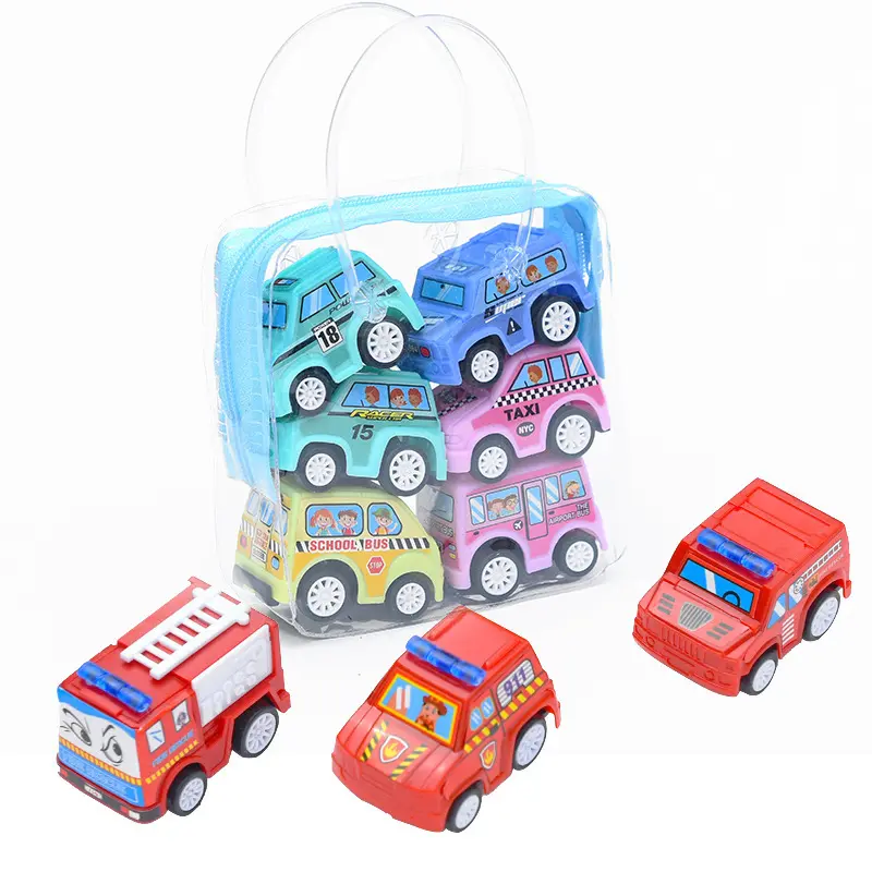 6 pcs Mini Car Model Toy Engineering Vehicle Fire Truck Kids Inertia Cars Boy Diecasts Toys for Children Gift Pull Back Car Toys