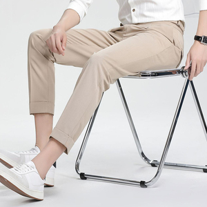 TONGYANG British Style Men High Waist Casual Dress Pant Belt Design Slim <strong>Trousers</strong> Formal Office Social Party Dress Suit Pants - Product Image 6