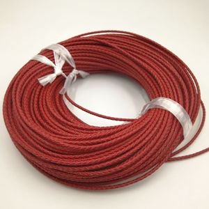 Cordón de Cuero Genuino Trenzado de 4mm Rojo Redondo para Bolsos y Fabricación de Joyería - Product Image 1