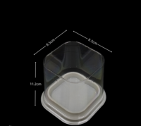 Boîte à gâteau carrée transparente 8,5x8,5x11,2 cm, conteneur jetable en PET de qualité alimentaire pour mini-gâteaux d'anniversaire, pain, personnalisable