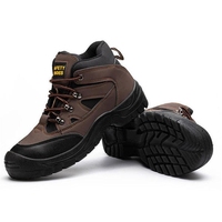 Bottes de sécurité mi-hautes marron pour hommes, antidérapantes, anti-choc, pour la construction, l'usine, l'atelier