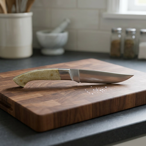 Cuchillo Dorgalesa hecho a mano con hoja de acero inoxidable, punta caída, filo recto, mango de hueso de camello y mango de cuerno de toro. - Product Image 2