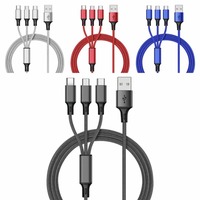 Câble de charge rapide universel 1M 2M 3M 2.4A en cuivre pur tressé en nylon 3 en 1 compatible avec iPhone 15
