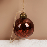 Boule en verre givré faite à la main de style vintage avec corde en chanvre jaune naturel, ensemble de 24 pièces adapté aux festivals sur le thème de Noël