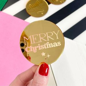 ของตกแต่งเค้กอะคริลิคลายน้ำผึ้งและรสหวาน สำหรับคริสต์มาส  ลายเลเซอร์  สุขสันต์วันคริสต์มาส  ของตกแต่งหน้าเค้กสำหรับงานปาร์ตี้ - Product Image 6