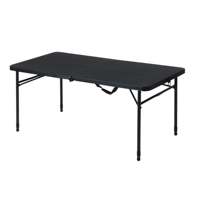 Table d'extérieur pliable réglable en HDPE écologique, imperméable, pliable en deux, légère et portable, noir intense, 4 pieds