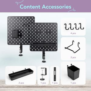 Juego de combinación de tablero de clavijas, tablero de clavijas y accesorios, colgante modular para organizador de pared, cocina negra, dormitorio, Cuadrado individual/ - Product Image 4