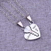 Collier avec pendentif en forme de cœur en acier inoxydable « Je t'aime » pour couples