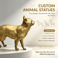STATUE DE CHAT EN BRONZE PERSONNALISÉE Sculpture d'animal plaquée or, figurine de chat réaliste moulée à la main pour la décoration de la maison et du jardin OEM ODM