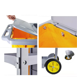 <span class=keywords><strong>Chariot</strong></span> manuel à roulettes silencieuses avec essoreuse à serpillière intégrée, polyvalent pour l'organisation du linge d'hôtel et le nettoyage des sols - Product Image 3