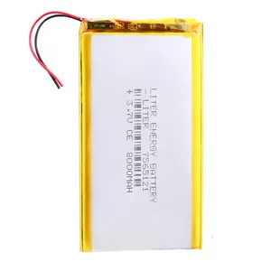 7565121 3.7v 8000mah 29.6wh büyük kapasiteli li polimer pil tablet pc için