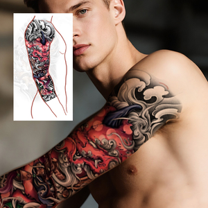 Tatuaje Temporal de Diseño Tribal Moderno y <span class=keywords><strong>Sexy</strong></span> para <span class=keywords><strong>Hombre</strong></span>, Color Blanco, de Larga Duración (2 Semanas), para Brazo Completo, Transferible al Agua - Product Image 4