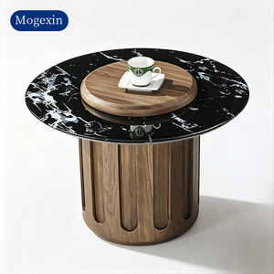 Modern <b>Nesting</b> <b>Coffee</b> <b>Table</b> <b>Set</b> with Tempered Glass Top & Walnut Green Veneer Base for Living Room Hotel Lobby - Product Image 6