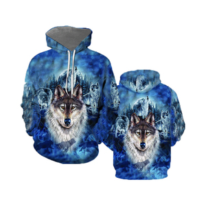 Felpa con Cappuccio da Uomo con Stampa 3D <span class=keywords><strong>di</strong></span> Lupo, Antivento e Traspirante, Novità Autunno/Inverno, Manica Lunga - Product Image 2