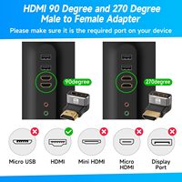 Adaptateur HDMI 2.1 8K 90 degrés 270 degrés plaqué or, adaptateur à angle droit HDMI mâle vers femelle prend en charge 8K 60Hz