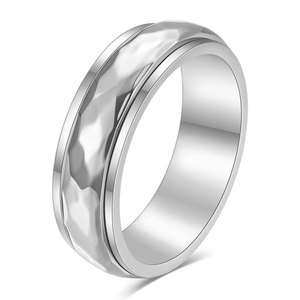 Bague rotative en acier inoxydable 6 mm, bague de couple à facettes pour femme, bijoux de fiançailles, design géométrique, couleur or acier - Product Image 5