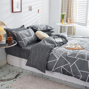 Ensemble de quatre pièces en coton à l'aloès nordique moderne Housse de couette à rayures géométriques pour homme <span class=keywords><strong>Drap</strong></span> de lit pour dortoir d'étudiant Trois pièces - Product Image 2