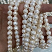 Perles d'eau douce naturelles 8-9 mm, perles d'eau douce de qualité AAA, lustre intense, perles presque rondes pour la fabrication de bijoux