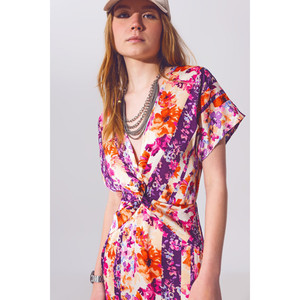 Vestido maxi con estampado floral y nudo frontal en multicolor - Product Image 1