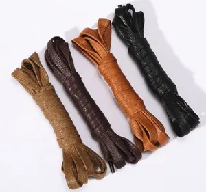 Factory supply multi-colored cotton flat wax shoe laces for leather shoes