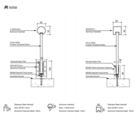 Système de balustrade en verre sans cadre robuste en acier inoxydable et aluminium avec profilé en U pour terrasse de villa et pont de hôtel de luxe