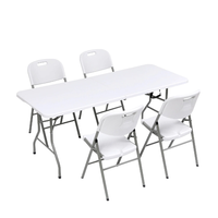 Offre Spéciale : Ensemble Table et Chaises Pliantes Rectangulaires Modernes en Plastique, Empilables et Inclinables, Idéal pour la Maison, l'Extérieur et le Bureau
