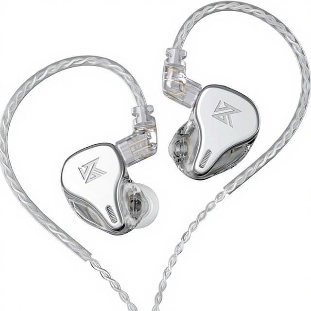 KZ DQ6 Three-Unit Dynamic In-Ear IEM Earphones Noise Isolating Sport Wired with Detachable Cable (Silvery)