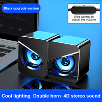 Haut-parleur portable USB filaire LED 2.0 canaux avec son surround, basses puissantes pour PC de bureau, boîtier métallique, commande vocale, télécommande, lecteur de musique