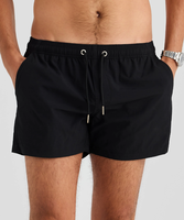 Shorts de bain pour hommes en tissu recyclé écologique, personnalisables, noirs, à séchage rapide, avec poches et taille élastique, vente en gros