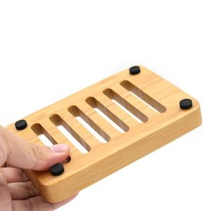 Hot Sale Natural Square Wood <b>Tray</b> Handmade Bamboo Soap Dish Holder for <b>Shower</b> - Product Image 3
