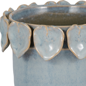 Vaso in Ceramica Rotondo con Design a Bordo Fogliatoio per Uso Interno ed Esterno - Product Image 4
