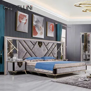 Tête de lit en bois King Size de haute qualité en cuir avec lit double Villa Home Master Room Queen Luxury Modern Bedroom Furniture Set