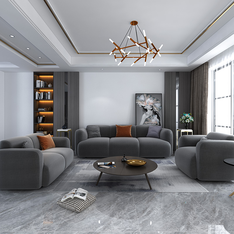 Hot Selling Office Room Furniture Nordic Wooden Sectional Seater Fabric Leisure Living Room Sofa