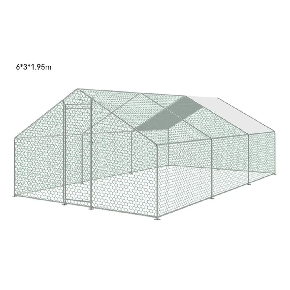 बड़े धातु व्यायाम चिकन कूप वॉक-इन धातु के पिंजरे के आकार के चिकन को वाटरप्रूफ कवर के साथ कूप