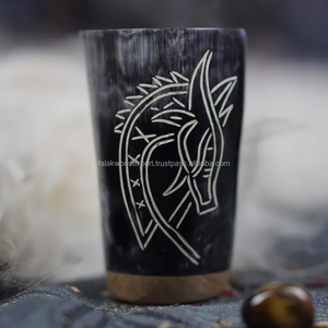 100% taza de cuerno de búfalo hecha a mano de calidad superior Karvin Color Natural duradero diseño de imitación antiguo BURAQ HANDICRAT - Product Image 1