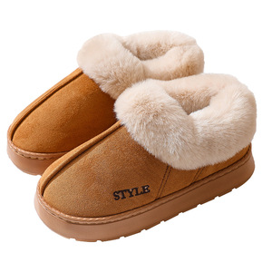 Nouvelles <span class=keywords><strong>pantoufles</strong></span> d'intérieur en suède et coton pour hommes, avec doublure en <span class=keywords><strong>laine</strong></span>, talon enveloppé, et bottes de neige antidérapantes en EVA pour femmes, idéales pour l'hiver. - Product Image 5
