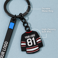 Ensemble porte-clés bâton de hockey et maillot de hockey en gros, porte-clés sportifs pour cadeaux promotionnels, logo personnalisé, souvenir, directement de l'usine